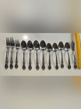 Rogers Precious Rose Stainless Flatware Ornate Floral Design 12 Pcs Replacement